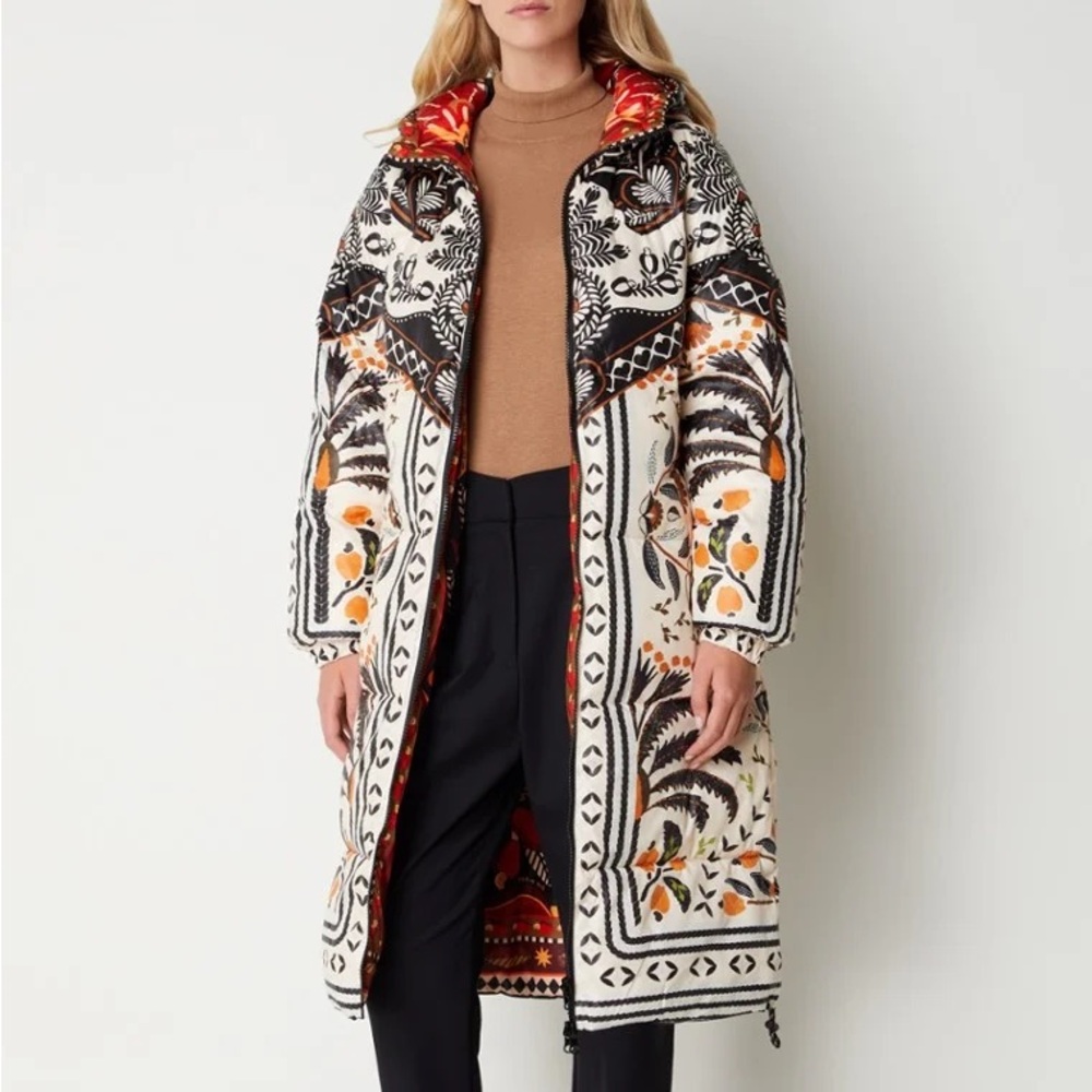 Farm Rio Palms Paradise Sand Reversible Puffer Jacket - Picture 3 of 8